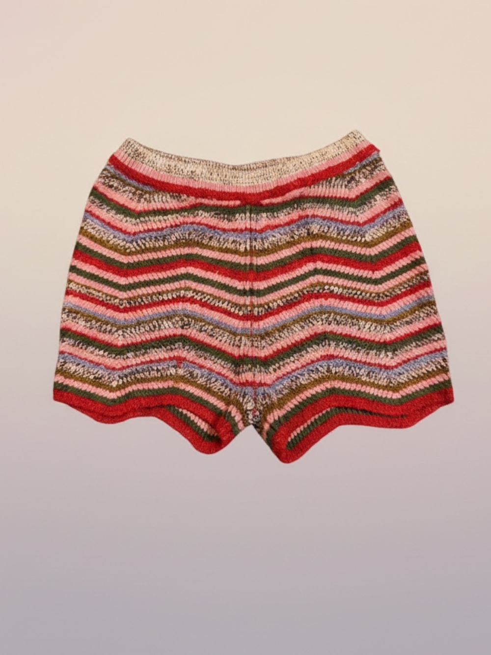 Free People Multicolor Chevron Knit Shorts in Red, Pink, Green NWOT